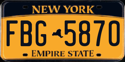 NY license plate FBG5870