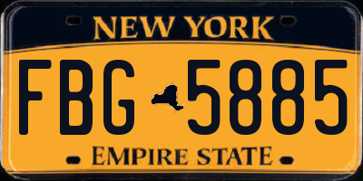 NY license plate FBG5885