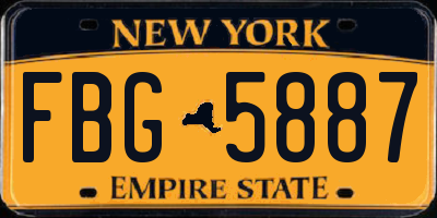 NY license plate FBG5887