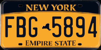 NY license plate FBG5894