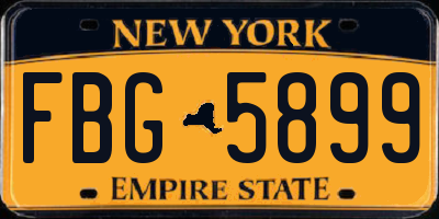 NY license plate FBG5899
