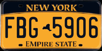 NY license plate FBG5906