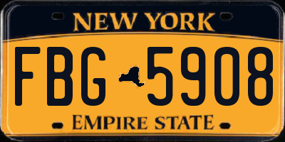 NY license plate FBG5908