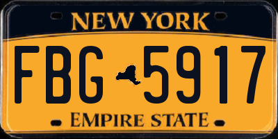 NY license plate FBG5917