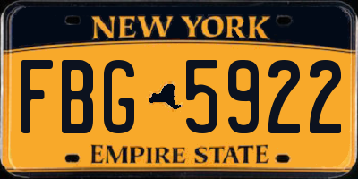 NY license plate FBG5922