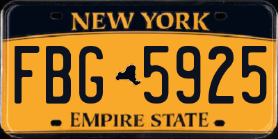 NY license plate FBG5925