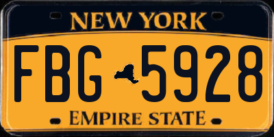 NY license plate FBG5928
