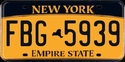 NY license plate FBG5939