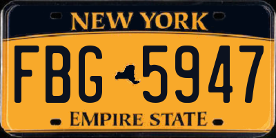 NY license plate FBG5947