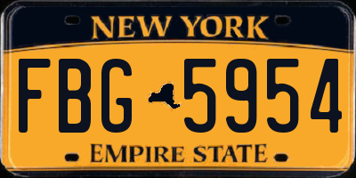 NY license plate FBG5954