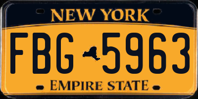 NY license plate FBG5963