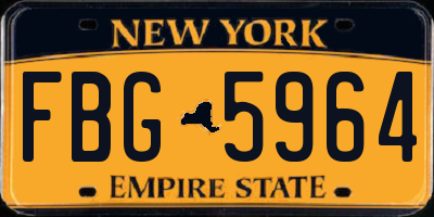 NY license plate FBG5964