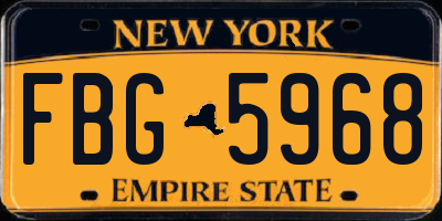 NY license plate FBG5968