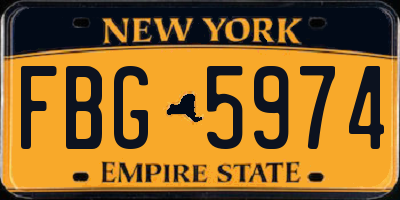 NY license plate FBG5974