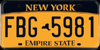 NY license plate FBG5981