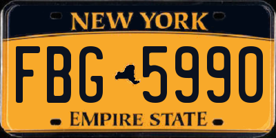 NY license plate FBG5990