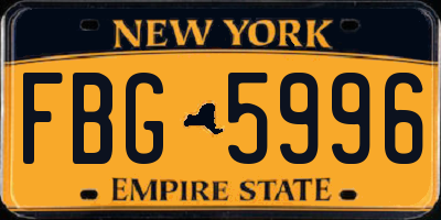 NY license plate FBG5996