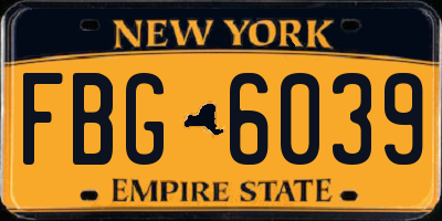 NY license plate FBG6039