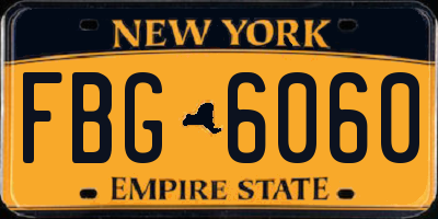 NY license plate FBG6060