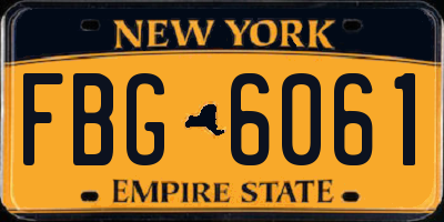 NY license plate FBG6061