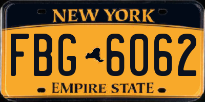 NY license plate FBG6062