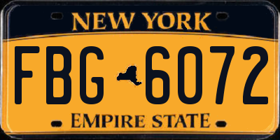 NY license plate FBG6072