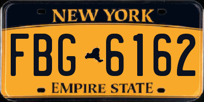 NY license plate FBG6162