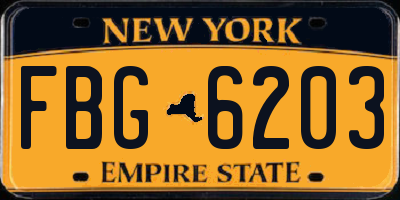 NY license plate FBG6203