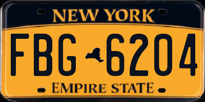 NY license plate FBG6204