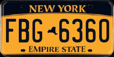 NY license plate FBG6360