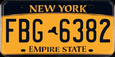 NY license plate FBG6382