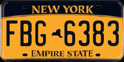 NY license plate FBG6383