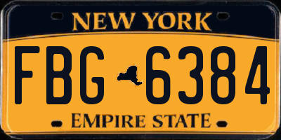 NY license plate FBG6384