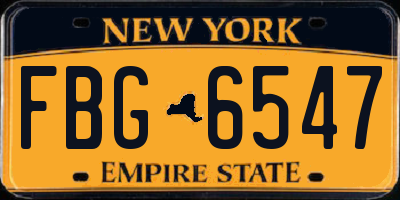 NY license plate FBG6547