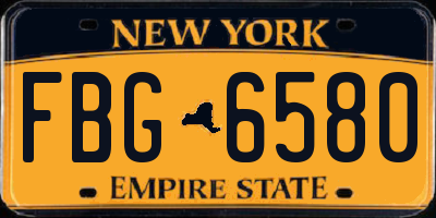 NY license plate FBG6580