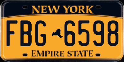 NY license plate FBG6598