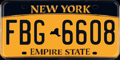 NY license plate FBG6608