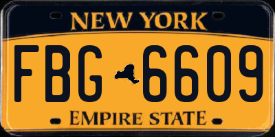 NY license plate FBG6609