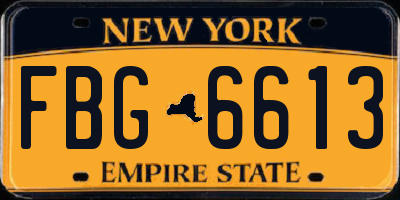 NY license plate FBG6613
