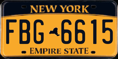NY license plate FBG6615