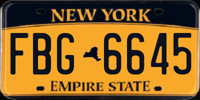 NY license plate FBG6645