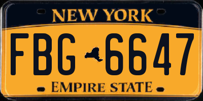 NY license plate FBG6647