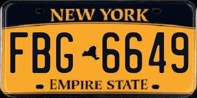 NY license plate FBG6649