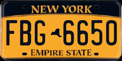 NY license plate FBG6650