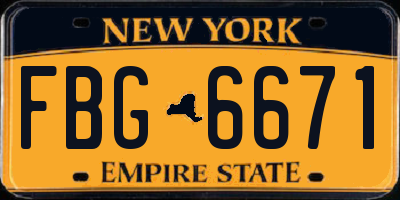 NY license plate FBG6671
