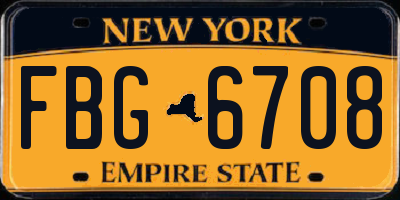 NY license plate FBG6708