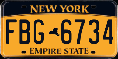 NY license plate FBG6734