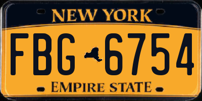 NY license plate FBG6754