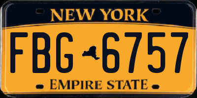 NY license plate FBG6757