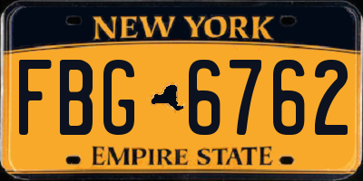 NY license plate FBG6762